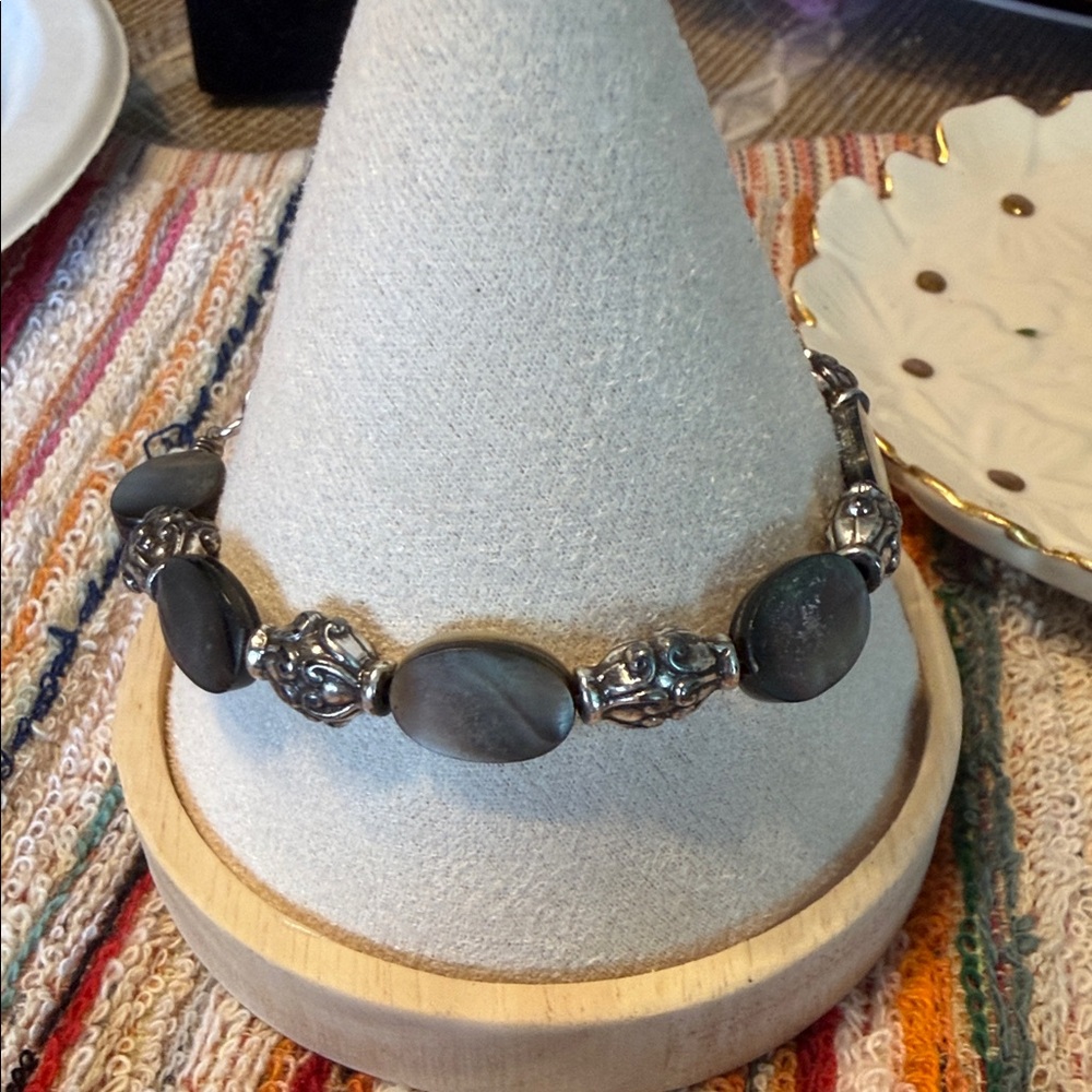 Brighton Silver and Gray Stone Bracelet